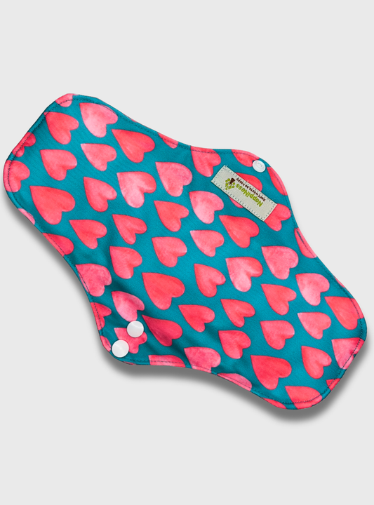 Nappiness Waschbare Binden aus Bambus, L, Herzen, Menstruation/Postpartum