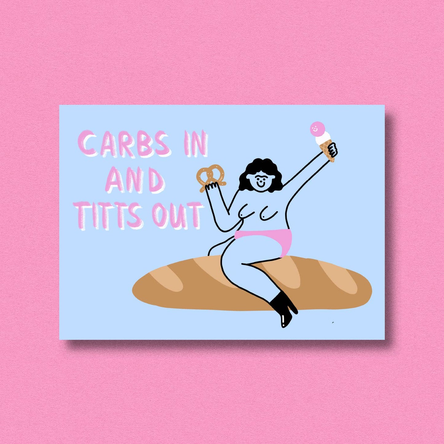 Postcard Carbs in Titts out