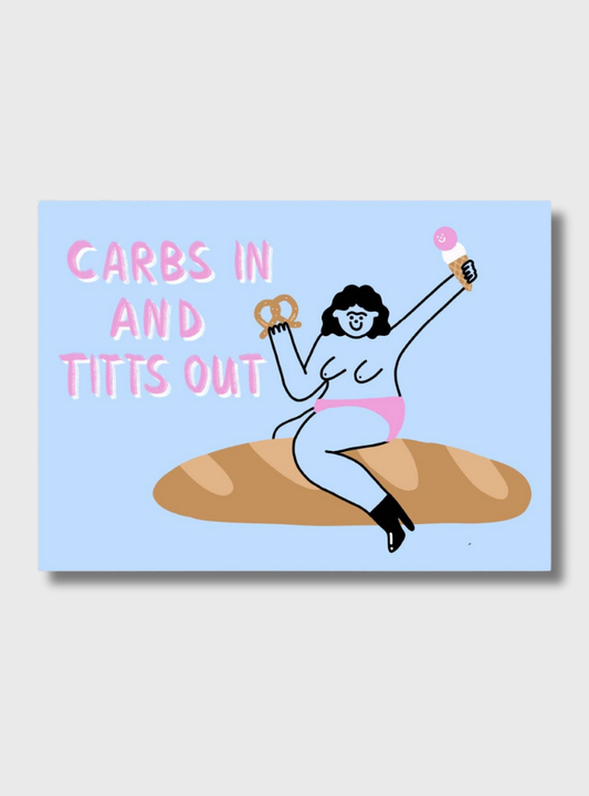 Postkarte Carbs in Titts Out