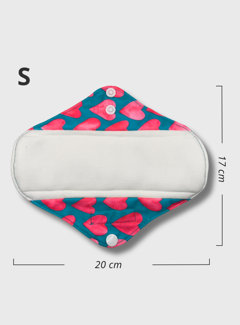 Nappiness Waschbare Binden aus Bambus, S, Herzen, Menstruation/Postpartum
