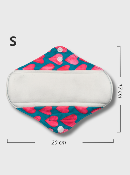 Nappiness Waschbare Binden aus Bambus, S, Herzen, Menstruation/Postpartum