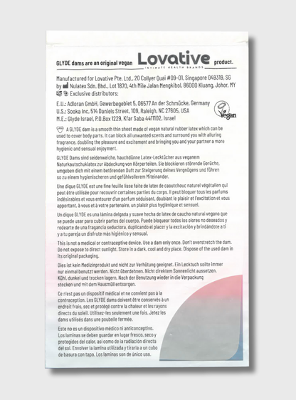 Glyde Latex Lecktuch mit Vanillearoma, VEGAN, 1 Stück