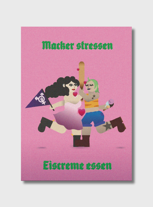 Postkarte Macker stressen Eiscreme essen