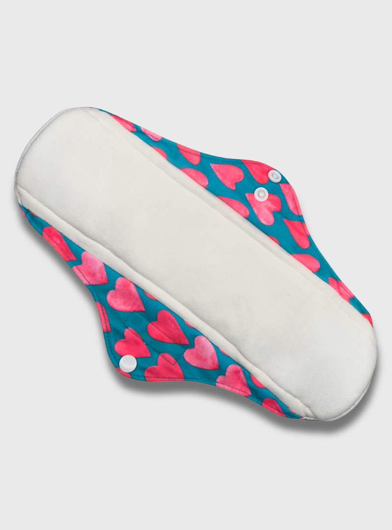 Nappiness Waschbare Binden aus Bambus, L, Herzen, Menstruation/Postpartum