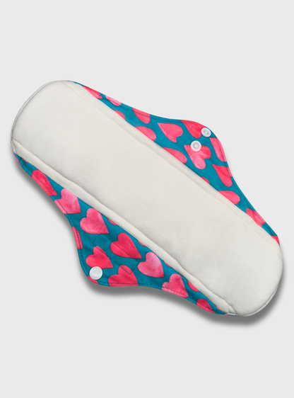 Nappiness Waschbare Binden aus Bambus, L, Herzen, Menstruation/Postpartum
