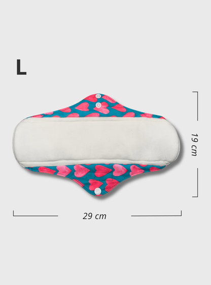 Nappiness Waschbare Binden aus Bambus, L, Herzen, Menstruation/Postpartum
