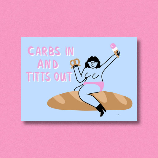 Postcard Carbs in Titts out