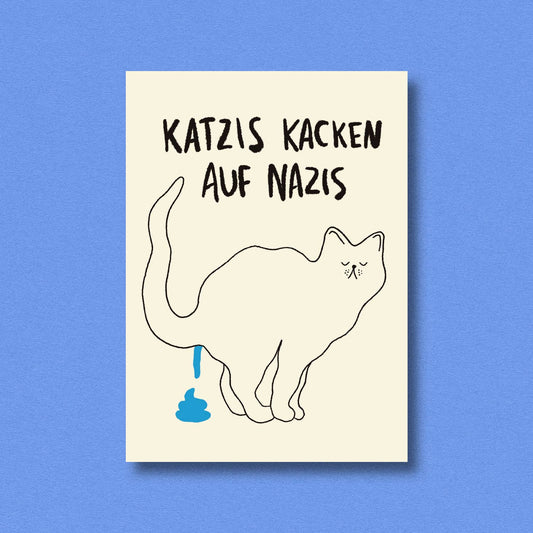 Postcard Katzis kacken auf Nazis